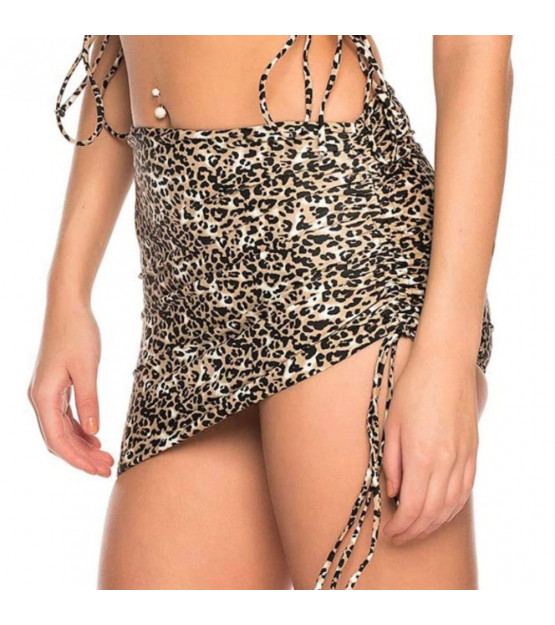 Leopardia plavková sukňa so sťahovaním na boku RELLECIGA Animal